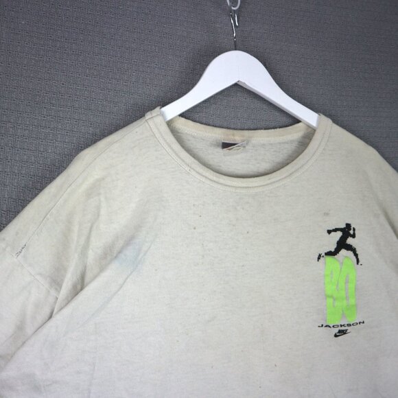 Bo Jackson Nike Vintage 1990s Made in Canada Thrashed Cropped Tee Large - Picture 4 of 8